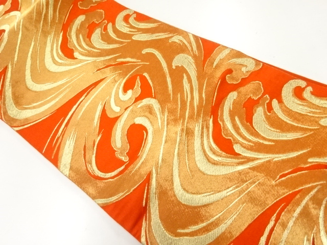 JAPANESE KIMONO / ANTIQUE FUKURO OBI / SILK / WOVEN ARABESQUE
